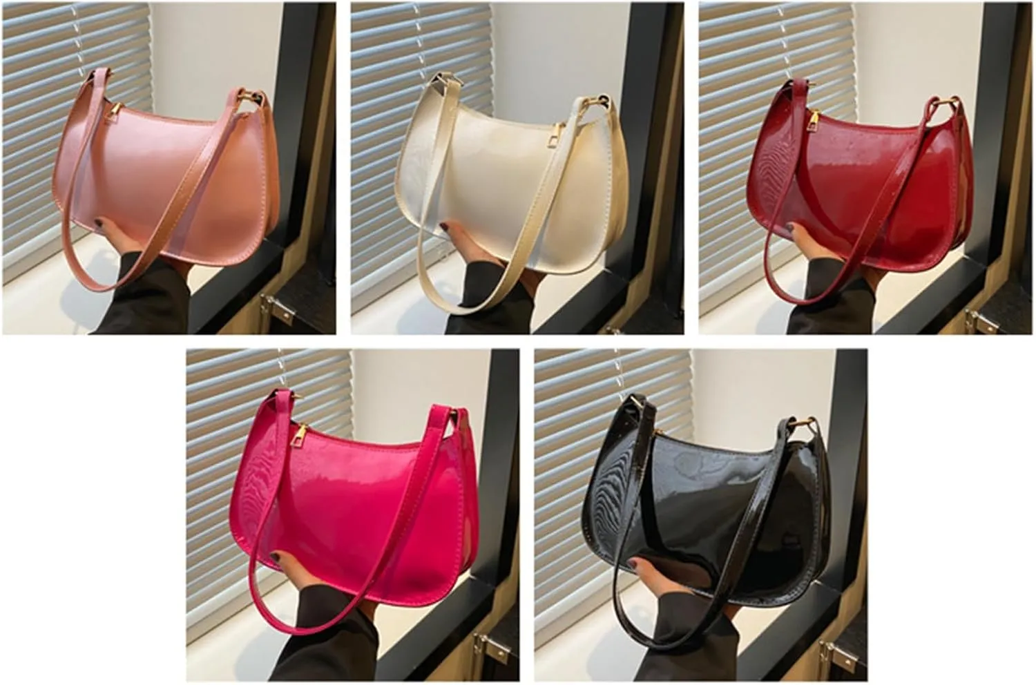 Retro PU Leather Shoulder Bag for Women Elegant Underarm Bag Satchel Purse Fashionable Evening Handbag Armpit Bag