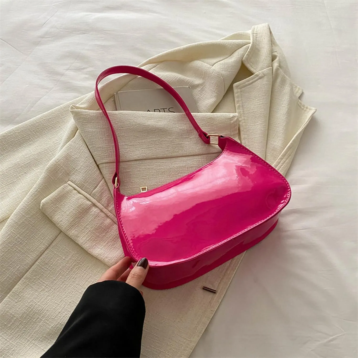 Retro PU Leather Shoulder Bag for Women Elegant Underarm Bag Satchel Purse Fashionable Evening Handbag Armpit Bag