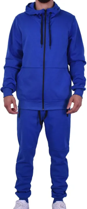 Riflessi Men's Athletic Sports Casual 2 Piece Solid Color Tracksuit Hoodie Jogger Pants Sweatsuit Set