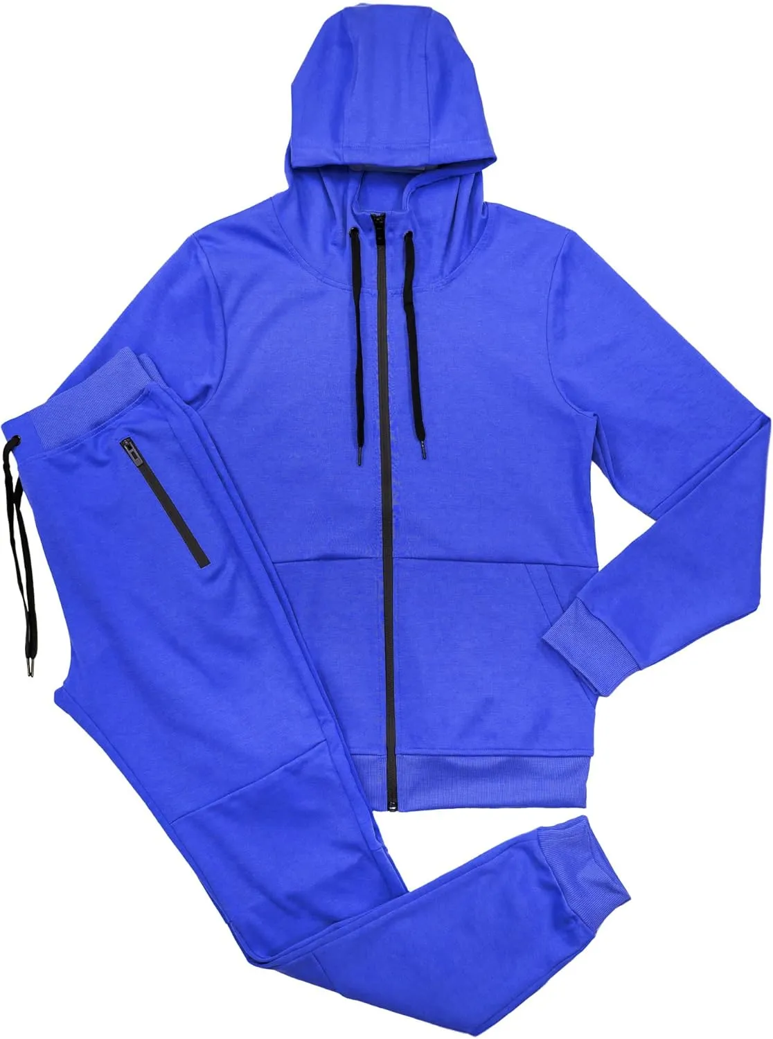 Riflessi Men's Athletic Sports Casual 2 Piece Solid Color Tracksuit Hoodie Jogger Pants Sweatsuit Set