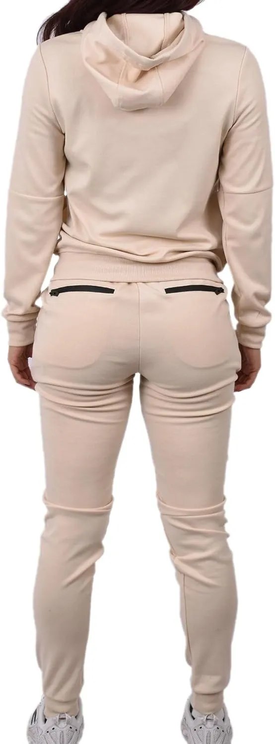 Riflessi Women's Athletic Sports Casual 2 Piece Solid Color Tracksuit Hoodie Jogger Pants Sweatsuit Set