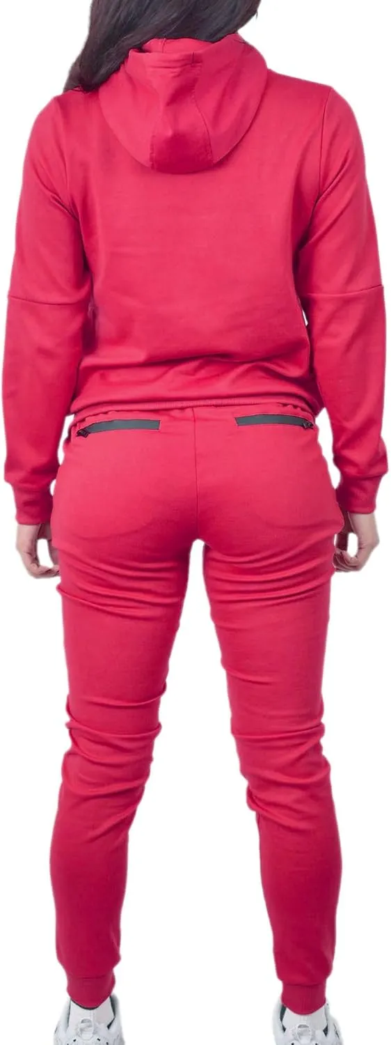 Riflessi Women's Athletic Sports Casual 2 Piece Solid Color Tracksuit Hoodie Jogger Pants Sweatsuit Set