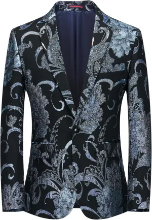 Rogers & Morris Blazer for Men Casual Slim fit Suit Jacket Dress Party Floral Men's Sport Coat Chaqueta de Traje para Hombre