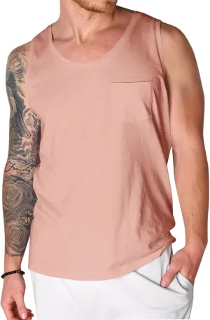 Runcati Men's Sleeveless Tank Tops Crewneck Workout Gym Cotton Muscle Pocket T Shirt