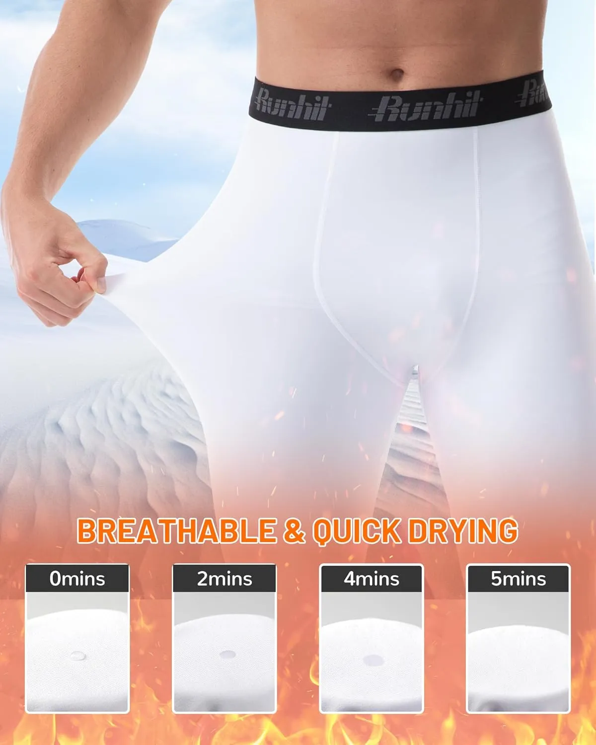 Runhit Men's Thermal Compression Pants Fleece Lined Sports Tights Athletic Leggings Base Layer Bottoms Cold Weather Gear
