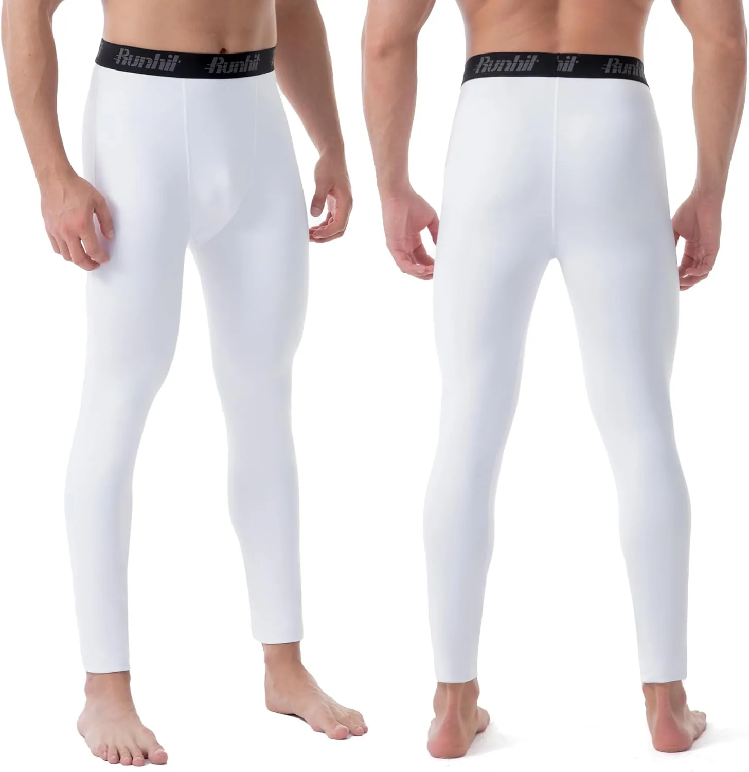 Runhit Men's Thermal Compression Pants Fleece Lined Sports Tights Athletic Leggings Base Layer Bottoms Cold Weather Gear