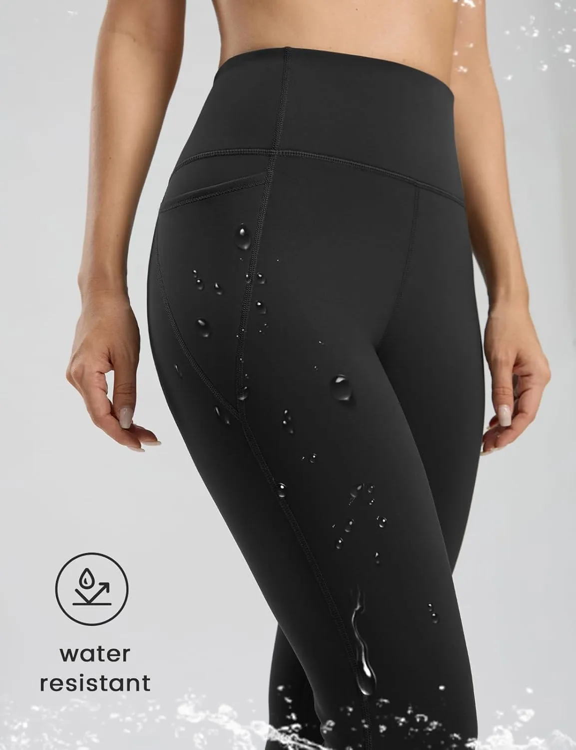 Seamaid Fleece Lined Pants Women 30" Water Resistant Flare Leggings Winter Bell Bottom Yoga Pants with Pockets Hiking