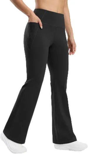 Seamaid Fleece Lined Pants Women 30" Water Resistant Flare Leggings Winter Bell Bottom Yoga Pants with Pockets Hiking