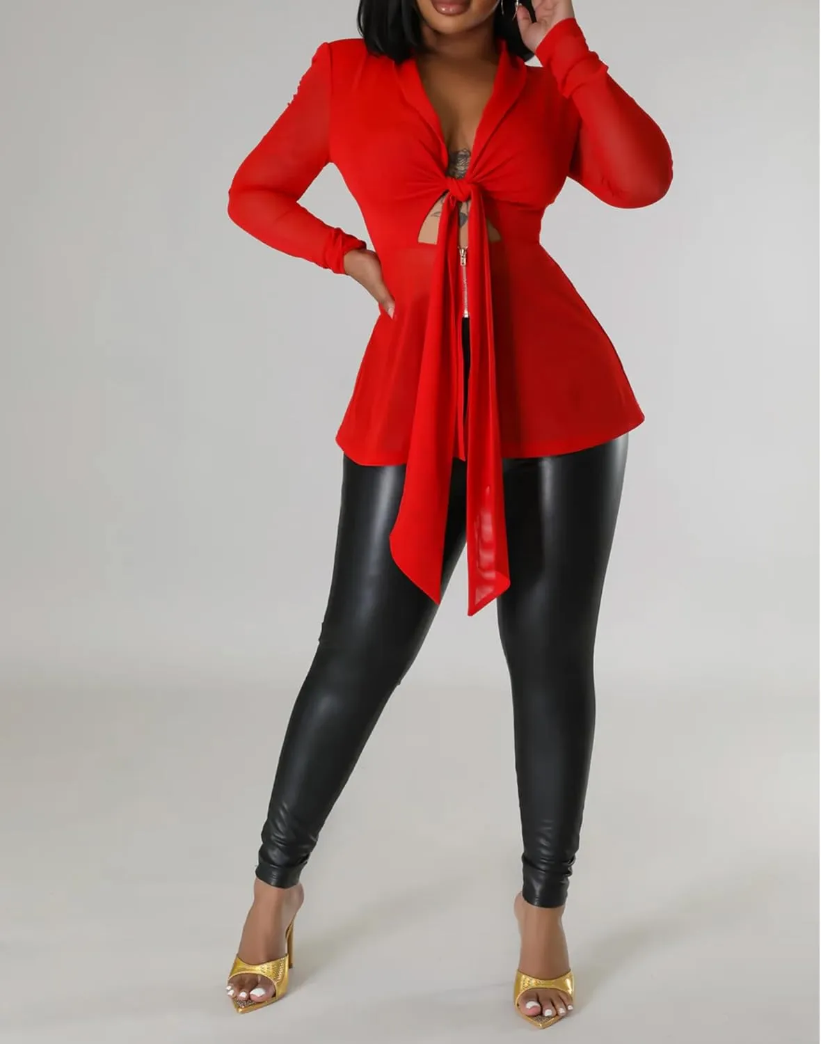 Sexy 2 Piece Outfits for Women Clubwear Mesh Lapel Blazer Top Slit Wide Leg Pants Set Birthday Outfits