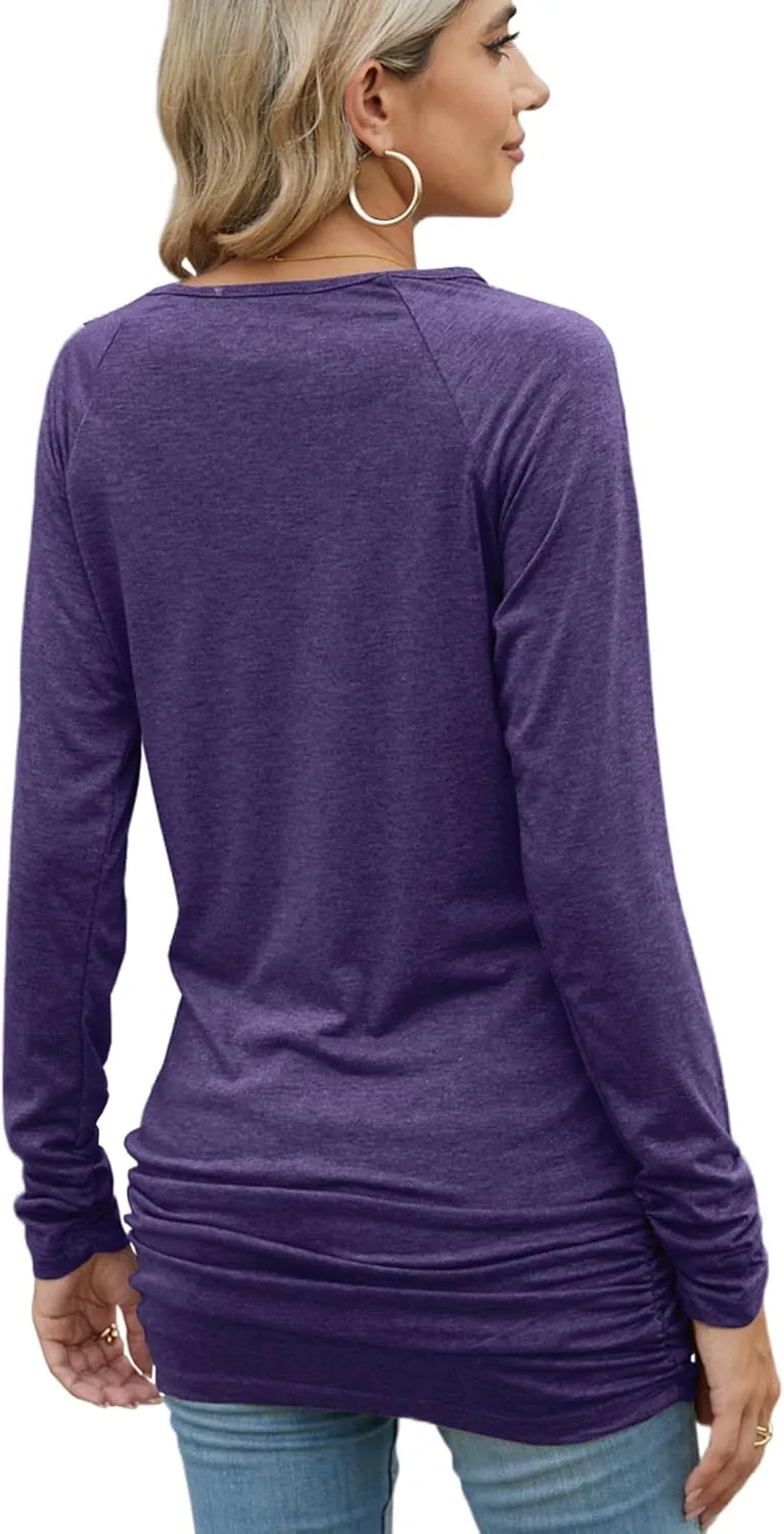 Sherosa Womens Basic Casual Long Sleeve Slim Fit T Shirt Dress Tunic Top