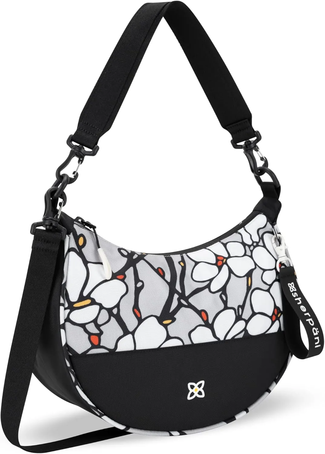 Sherpani Mina, Medium Nylon Crescent Bag, Lightweight Half Moon Crossbody, Fashionable Shoulder Bag, Travel Handbag for Women