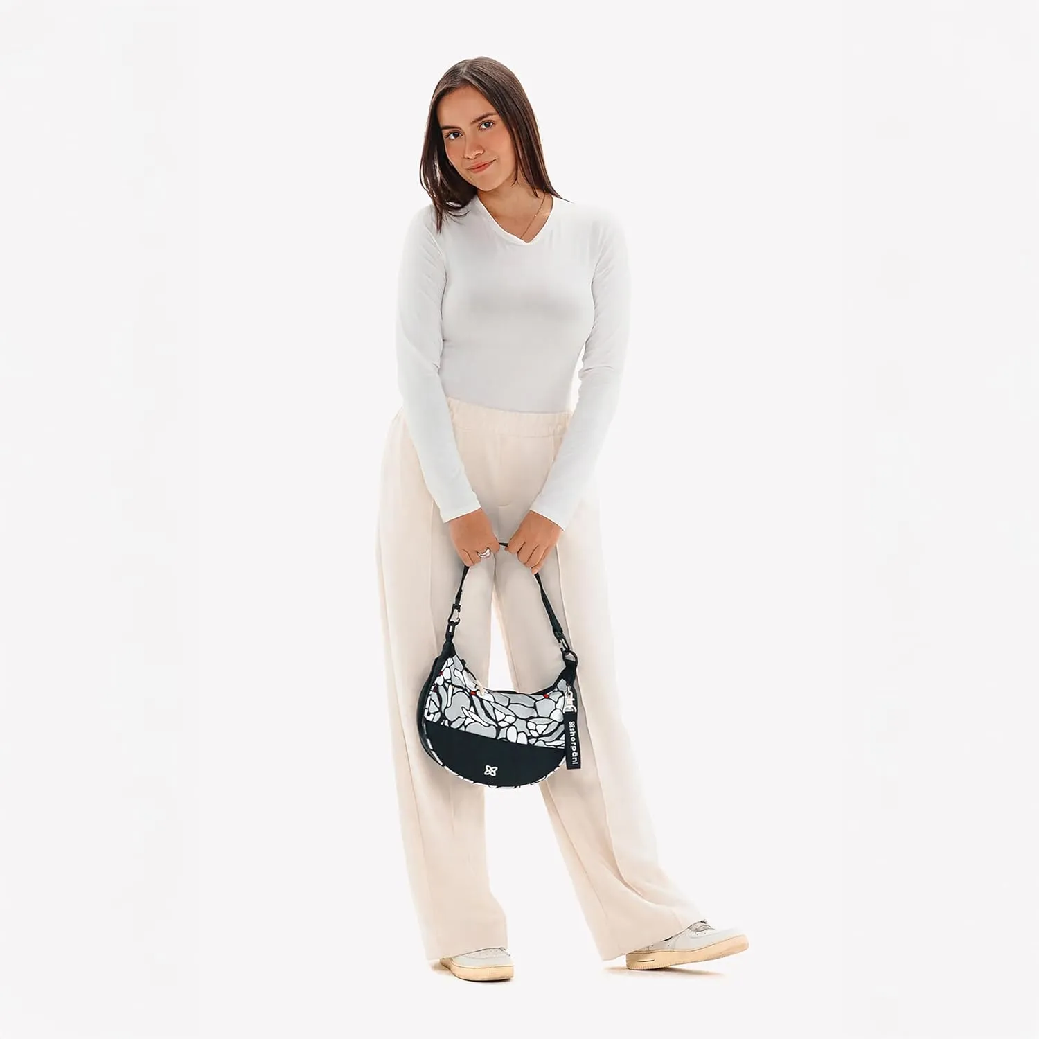Sherpani Mina, Medium Nylon Crescent Bag, Lightweight Half Moon Crossbody, Fashionable Shoulder Bag, Travel Handbag for Women