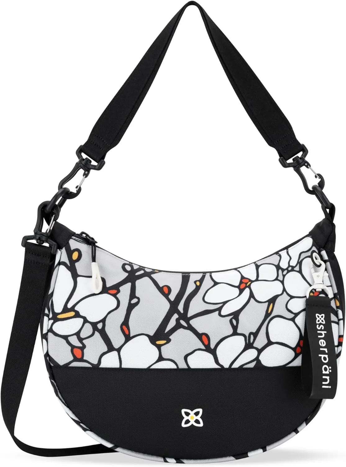 Sherpani Mina, Medium Nylon Crescent Bag, Lightweight Half Moon Crossbody, Fashionable Shoulder Bag, Travel Handbag for Women