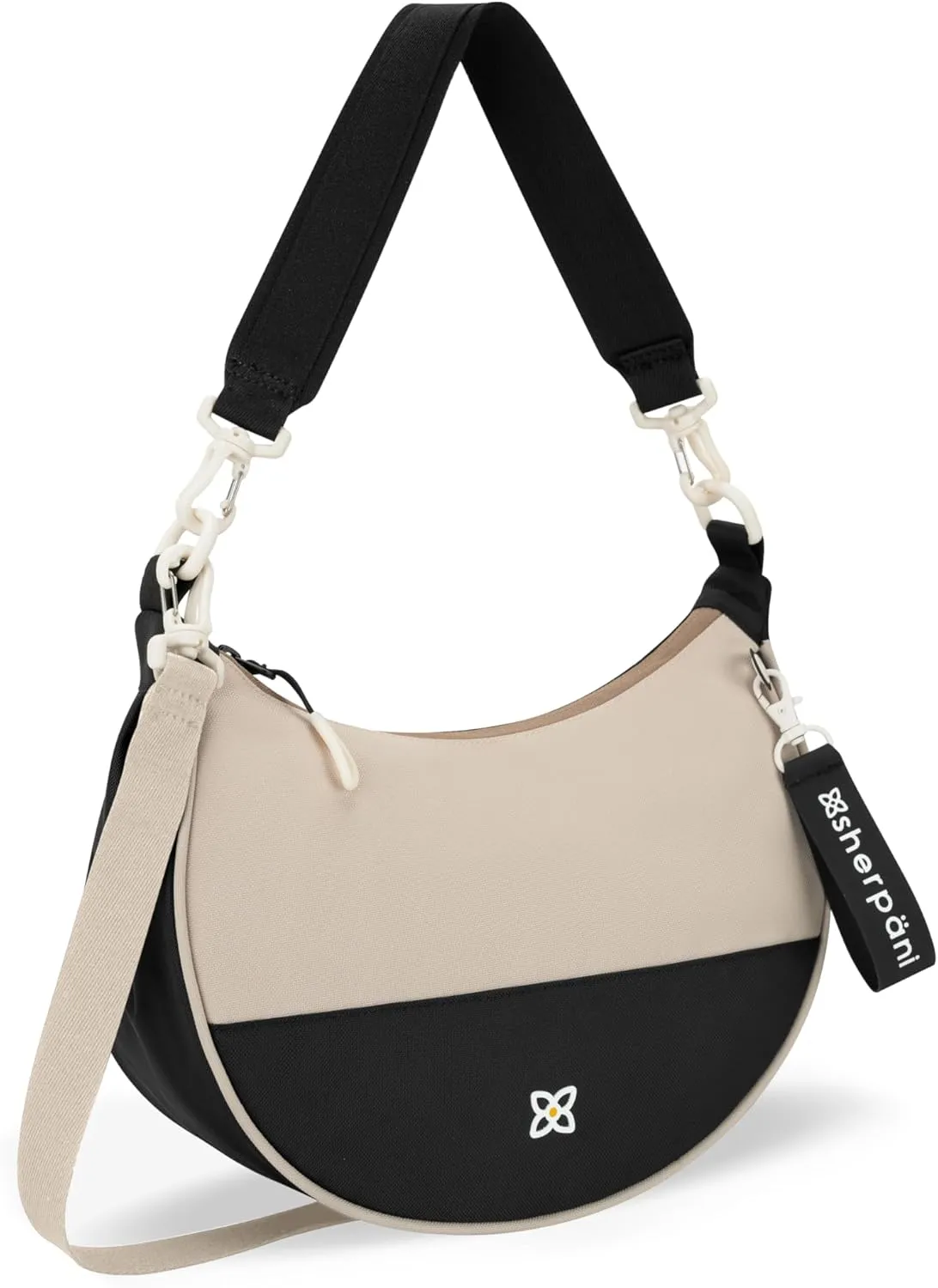 Sherpani Mina, Medium Nylon Crescent Bag, Lightweight Half Moon Crossbody, Fashionable Shoulder Bag, Travel Handbag for Women