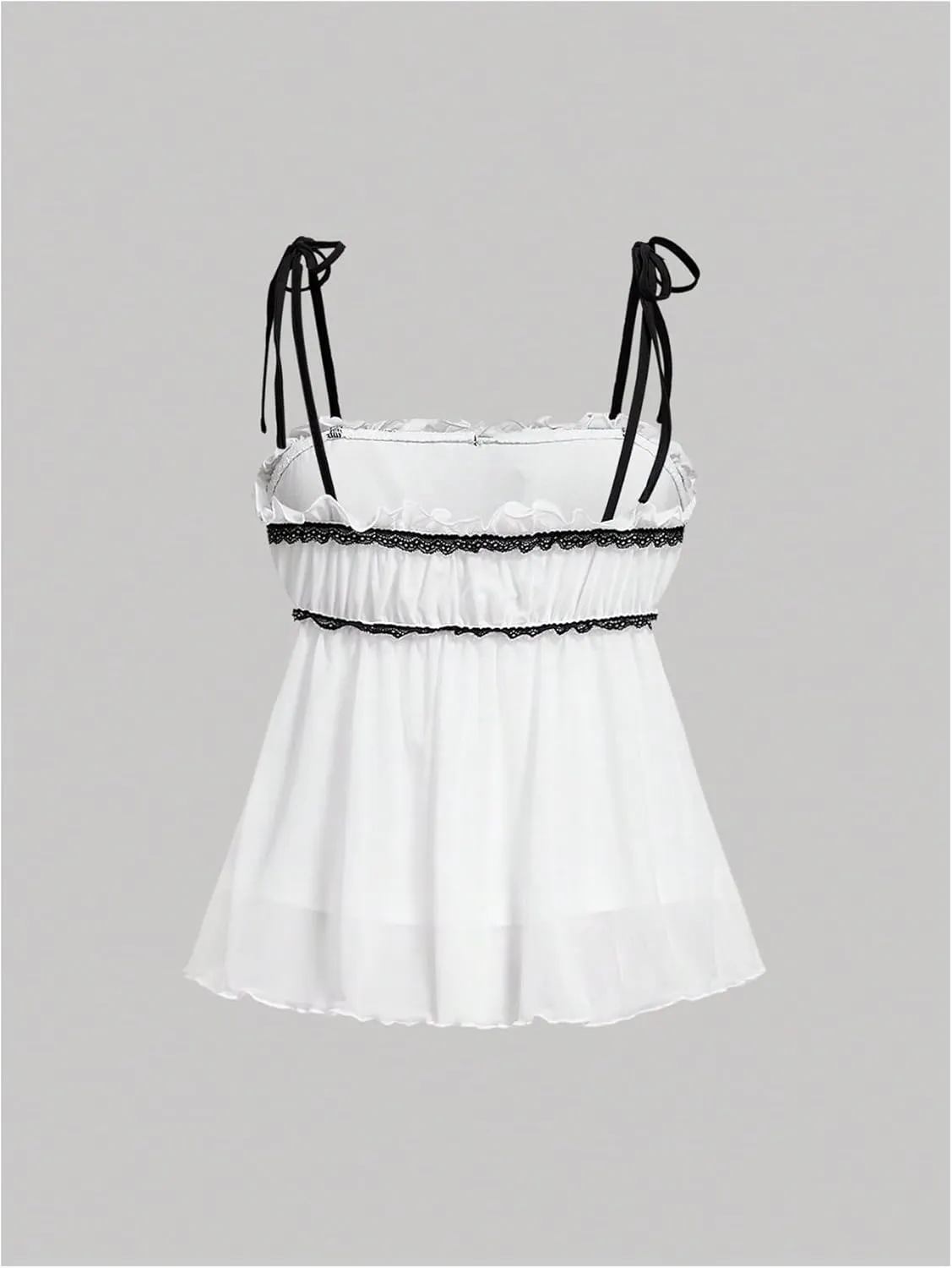 SOLY HUX Women's Lace Trim Tie Shoulder Spaghetti Strap Cami Tops Summer Camisole