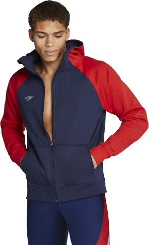 Speedo Men's Sweatshirt Full Zip Hooded Jacket Team Warm Up