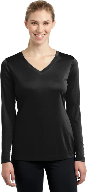 Sport-Tek Ladies Long Sleeve PosiCharge Competitor V-Neck Tee. LST353LS - Black