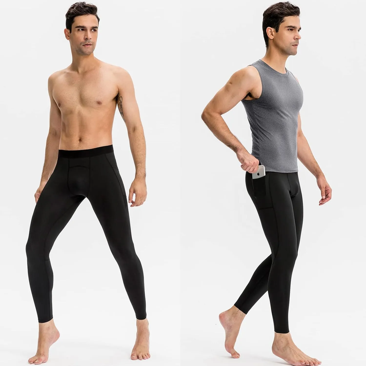 SPVISE Men's Compression Pants Workout Leggings Running Tights Cool Dry Athletic Baselayer Pants for Basketball Yoga Cycling