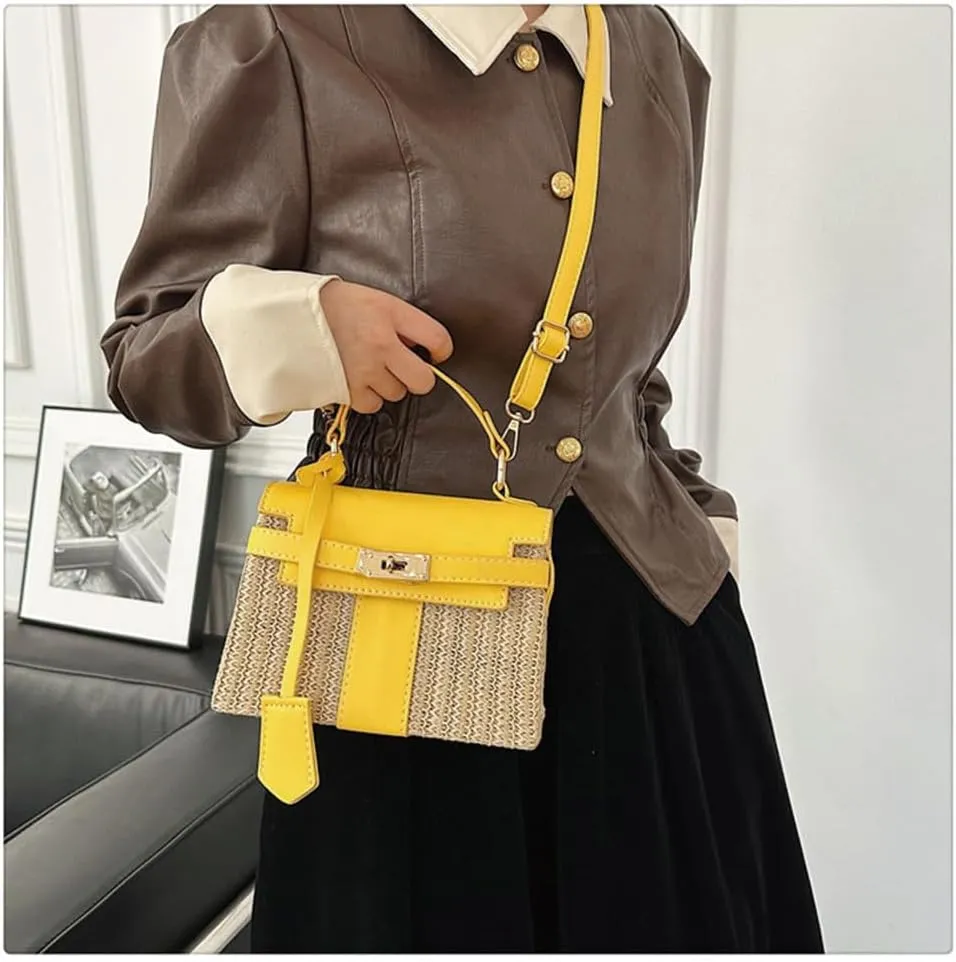 Straw woven women's wallet vacation handbag, beach crossbody bag, fashionable summer woven single shoulder beach bag