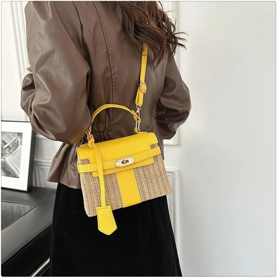 Straw woven women's wallet vacation handbag, beach crossbody bag, fashionable summer woven single shoulder beach bag