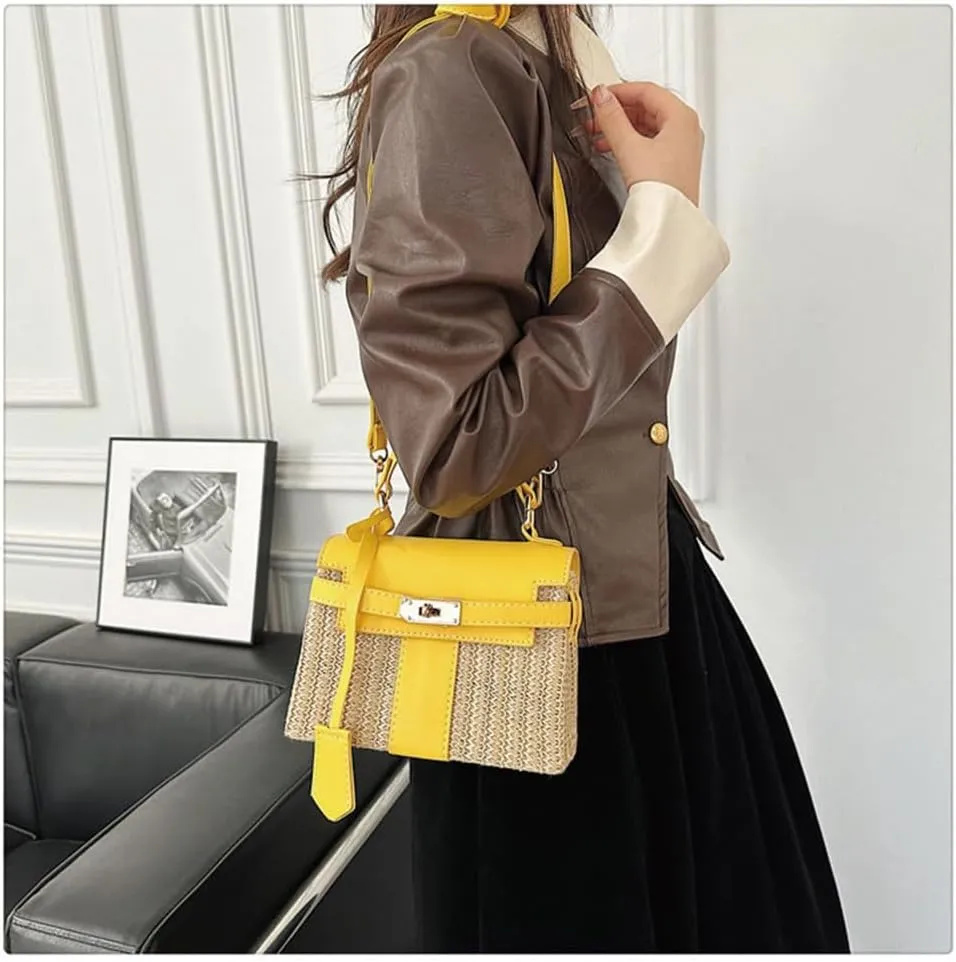 Straw woven women's wallet vacation handbag, beach crossbody bag, fashionable summer woven single shoulder beach bag