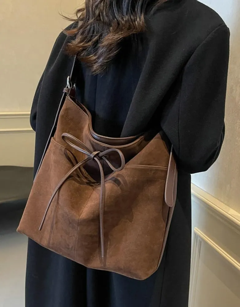 Suede Hobo Bag for Women Crossbody Handbag Purse Fashionable Vegan Leather PU Office College Tote Bag 2024