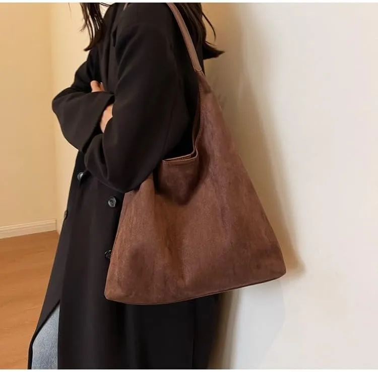 Suede Hobo Bag for Women Slouchy Purse Fashionable Leather Office Tote Handbag Women's Hobo Handbag