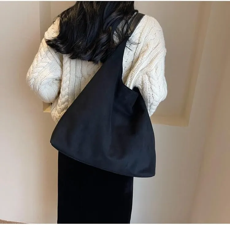 Suede Hobo Bag for Women Slouchy Purse Fashionable Leather Office Tote Handbag Women's Hobo Handbag