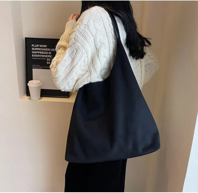 Suede Hobo Bag for Women Slouchy Purse Fashionable Leather Office Tote Handbag Women's Hobo Handbag