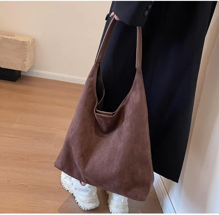Suede Hobo Bag for Women Slouchy Purse Fashionable Leather Office Tote Handbag Women's Hobo Handbag