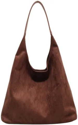 Suede Hobo Bag for Women Slouchy Purse Fashionable Leather Office Tote Handbag Women's Hobo Handbag