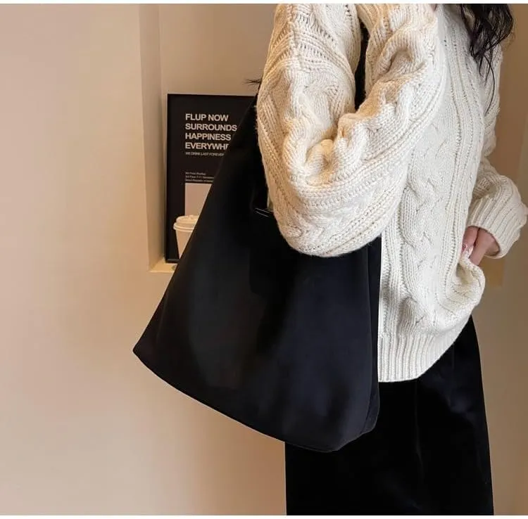 Suede Hobo Bag for Women Slouchy Purse Fashionable Leather Office Tote Handbag Women's Hobo Handbag