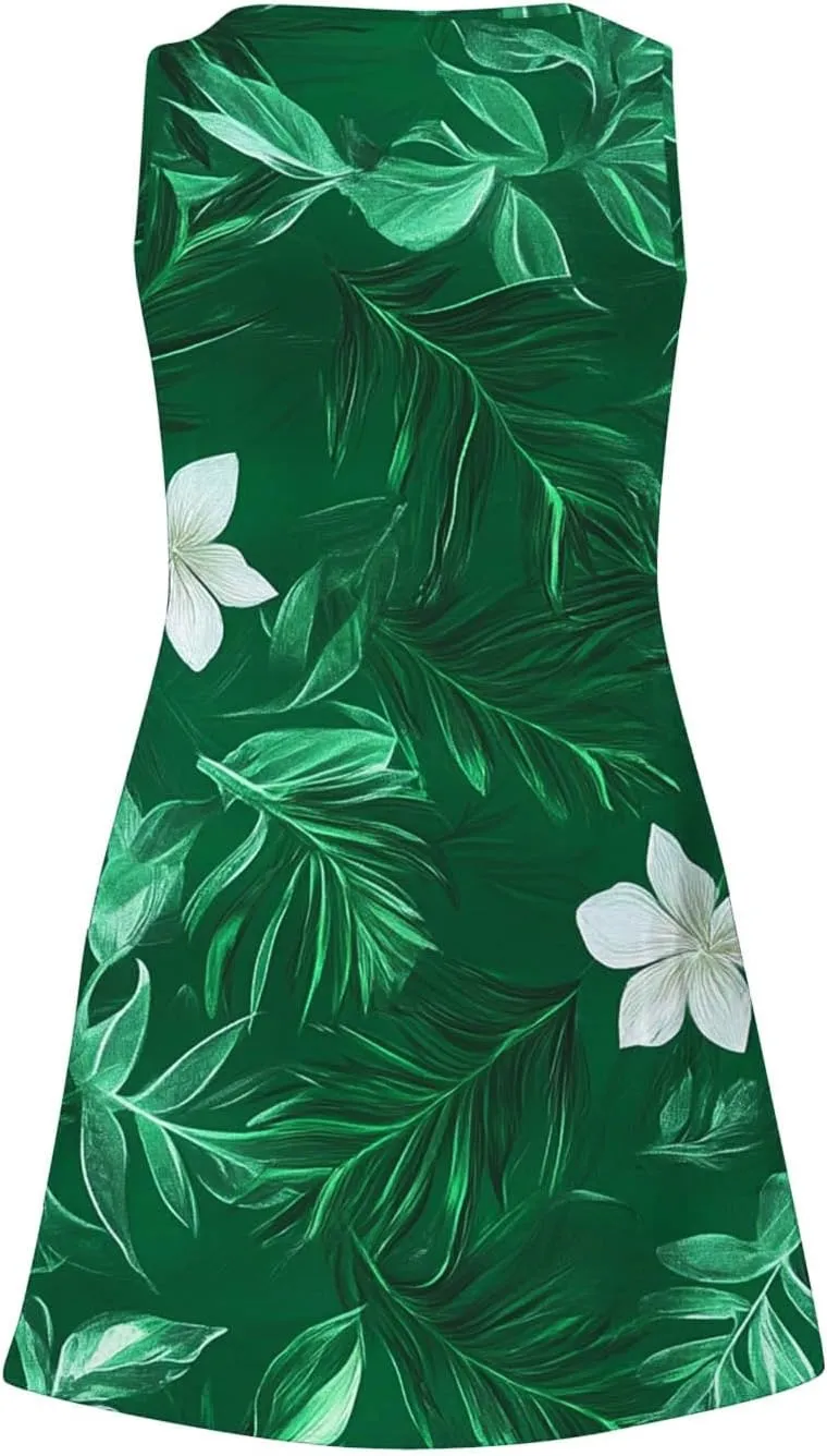 Summer Dresses 2025 Women Casual V Neck Sleeveless Sundresses Hawaiian Tank Dress Boho Beach Dresses Swimsuit Coverup