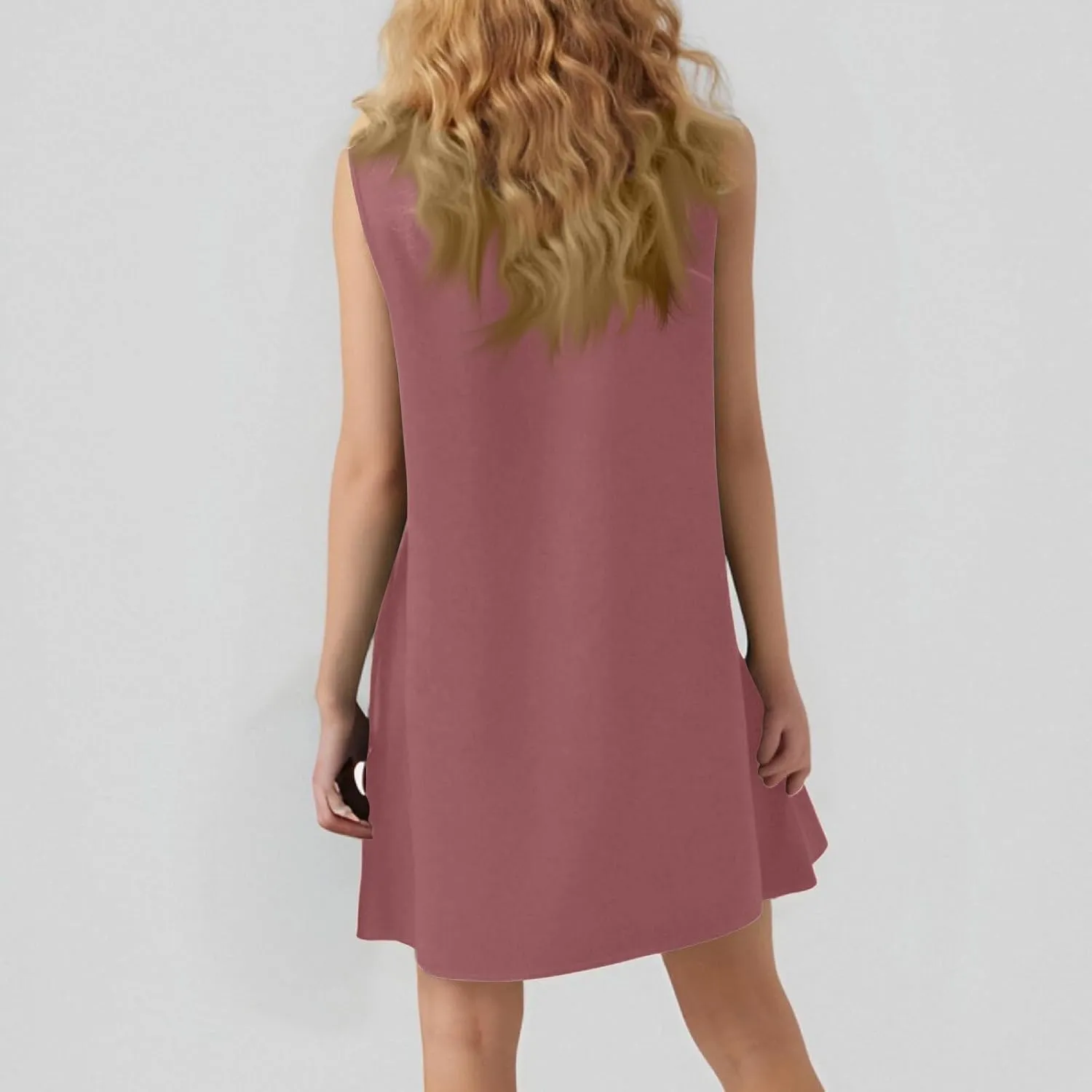 Summer Womens Sundress for 2113 Fashionable Casual Sleeveless Round Neck Ruffle Dresses Mini Ruffle Dress