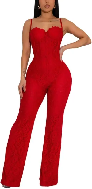 Sunlips Women fashionable, sexy, elegant, high waisted, wide leg pants, club business party button jumpsuit