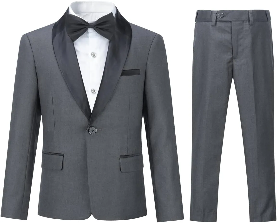 SWOTGdoby Boys Suits 2 Piece Slim Fit Suit Set Shawl Lapel Blazer Tux Jacket Pants Formal Dress Tuxedo Suits for Boy