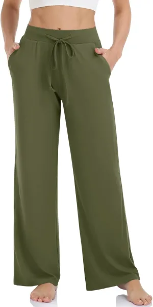 TARSE Women's Casual Loose Yoga Pants Comfy Wide Leg Lounge Pajamas Pockets Lightweight Sweatpants