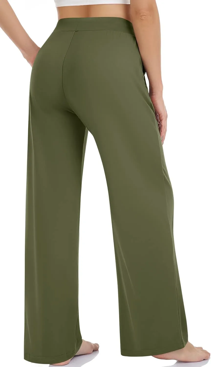 TARSE Women's Casual Loose Yoga Pants Comfy Wide Leg Lounge Pajamas Pockets Lightweight Sweatpants