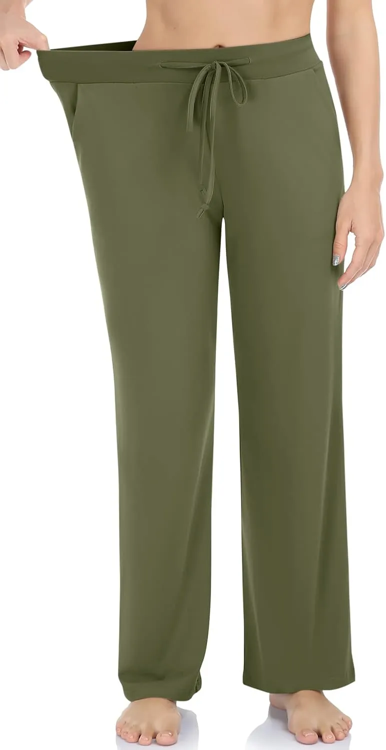 TARSE Women's Casual Loose Yoga Pants Comfy Wide Leg Lounge Pajamas Pockets Lightweight Sweatpants