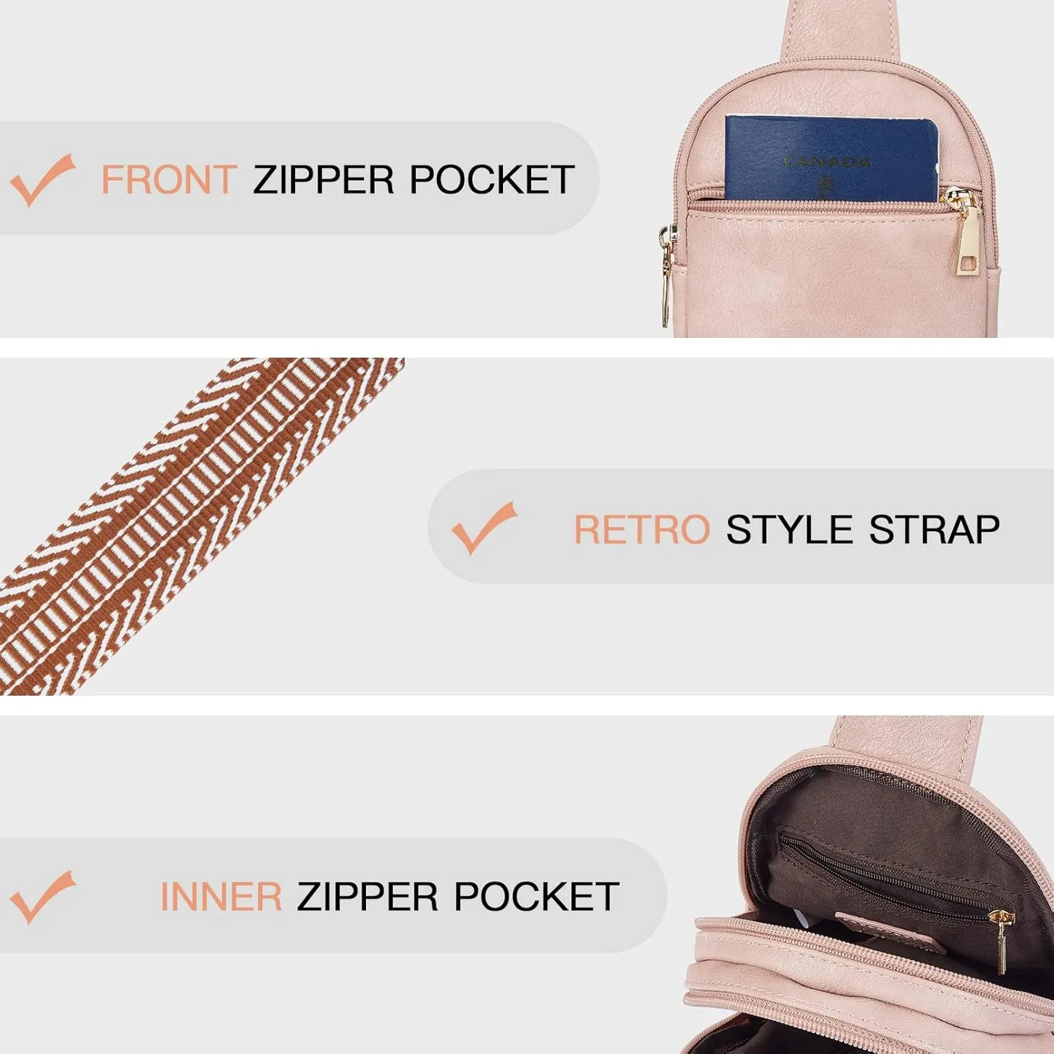 Telena Small Sling Bag for Women Vegan Leather Fashionable Fanny Pack Crossbody Bags for Women for Travel