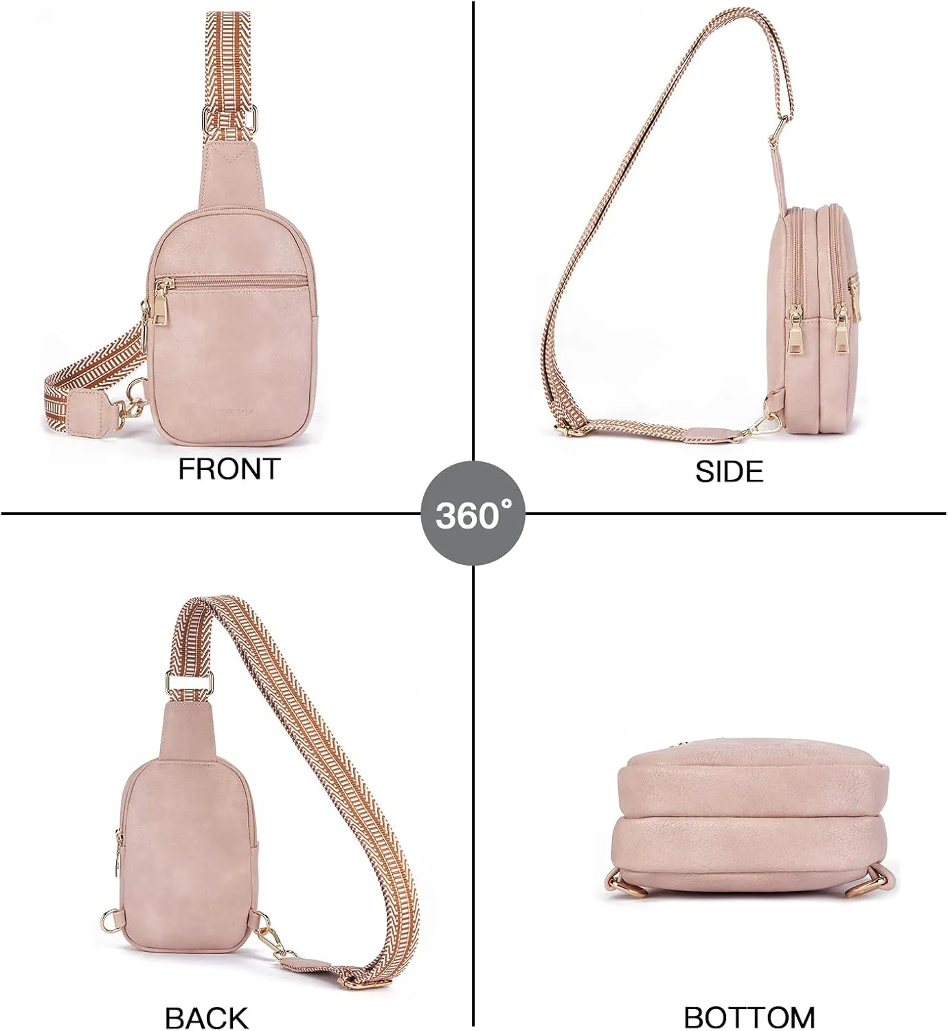 Telena Small Sling Bag for Women Vegan Leather Fashionable Fanny Pack Crossbody Bags for Women for Travel
