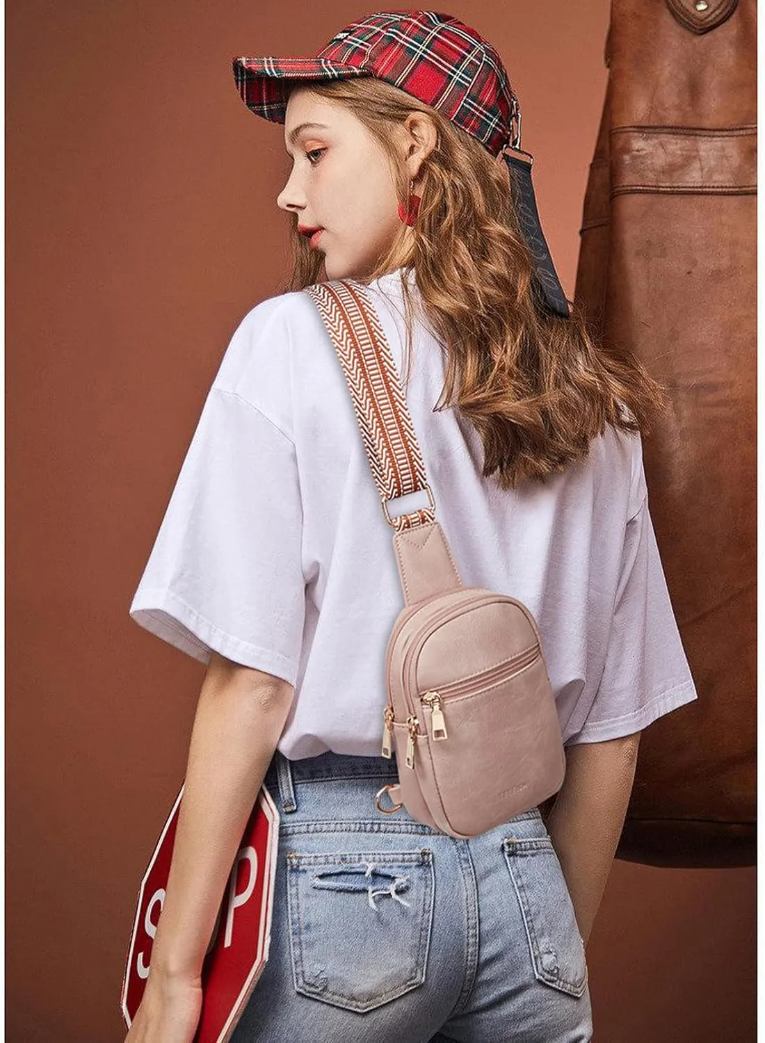 Telena Small Sling Bag for Women Vegan Leather Fashionable Fanny Pack Crossbody Bags for Women for Travel