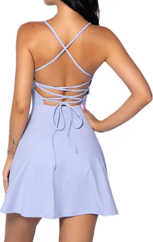 Tennis Dress for Women Backless Lace Up Workout Dress with Built-in Bras & Shorts Exercise Athletic Golf Dresses for Women