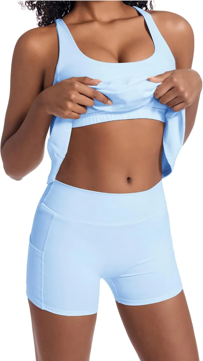 Tennis Dress for Women Workout Dress with Built-in Bra & Shorts Pockets for Athletic Exercise Golf
