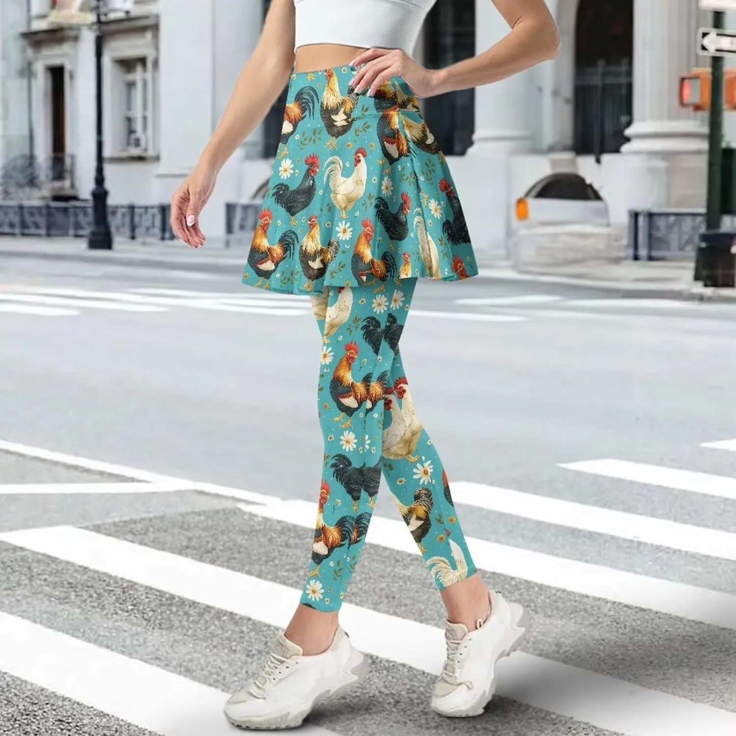 Tennis Skirted Leggings for Women High Waist Skirted Pants with Pockets Pickleball Golf Pants with Skirt