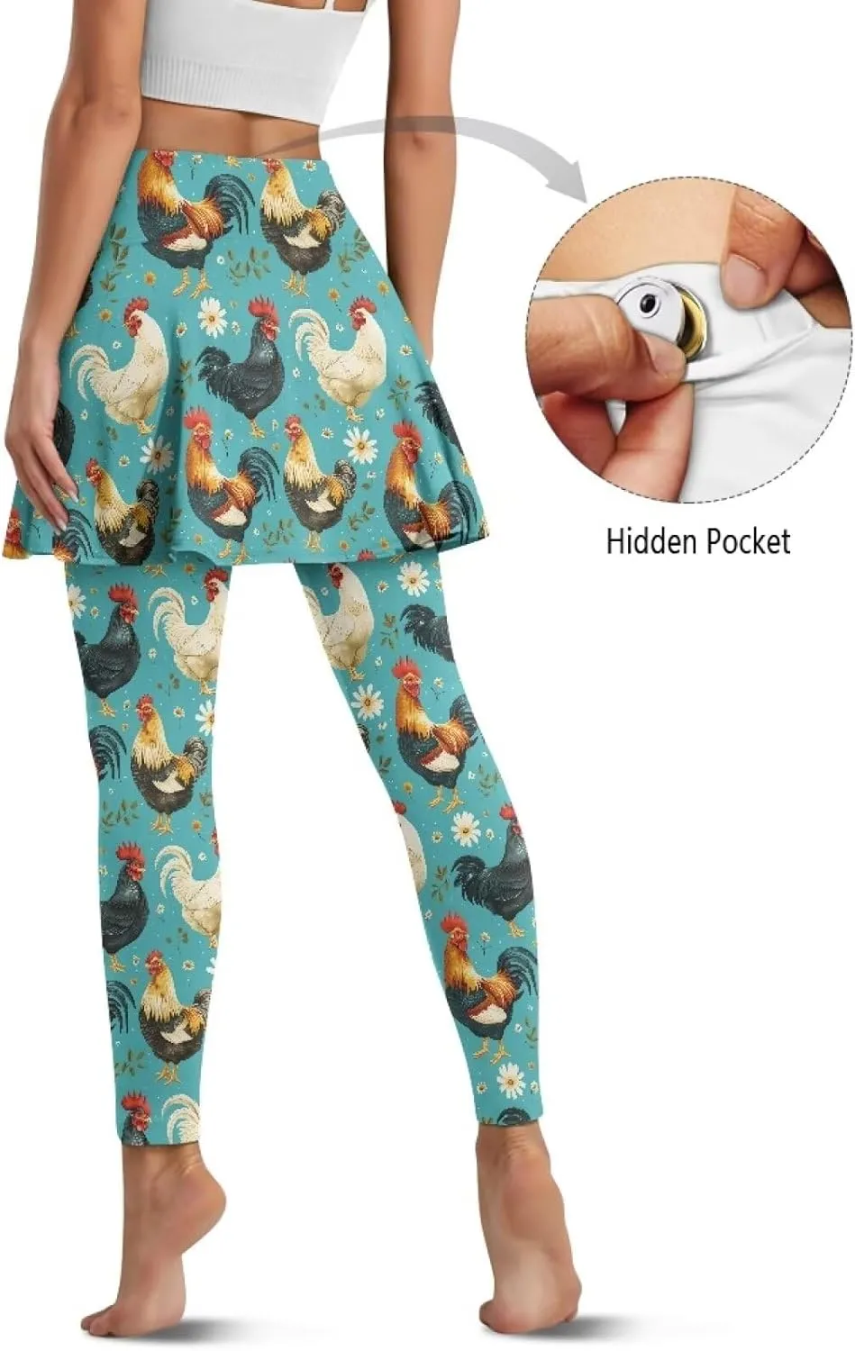 Tennis Skirted Leggings for Women High Waist Skirted Pants with Pockets Pickleball Golf Pants with Skirt
