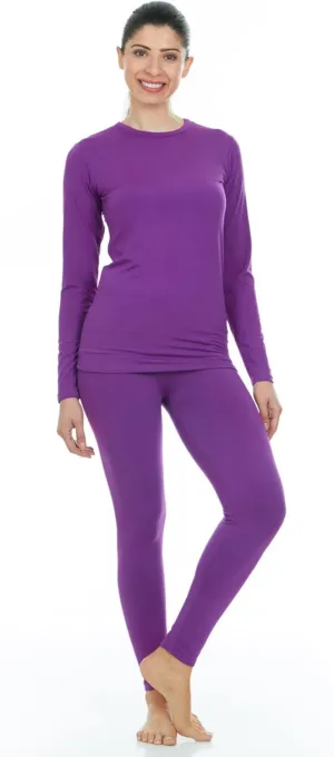 Thermajane Long Johns Thermal Underwear for Women Fleece Lined Base Layer Pajama Set Cold Weather