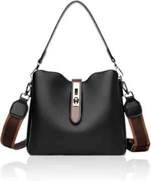 Three Straps Bucket Bag for Women, Large Capacity Fashionable Commuter Crossbody Shoulder Bag, Adjustable Shoulder Strap
