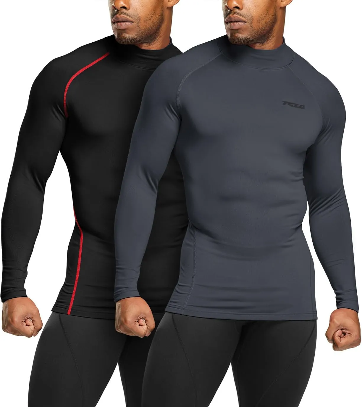 TSLA Men's Thermal Long Sleeve Compression Shirts, Mock/Turtleneck Winter Sports Running Base Layer Top