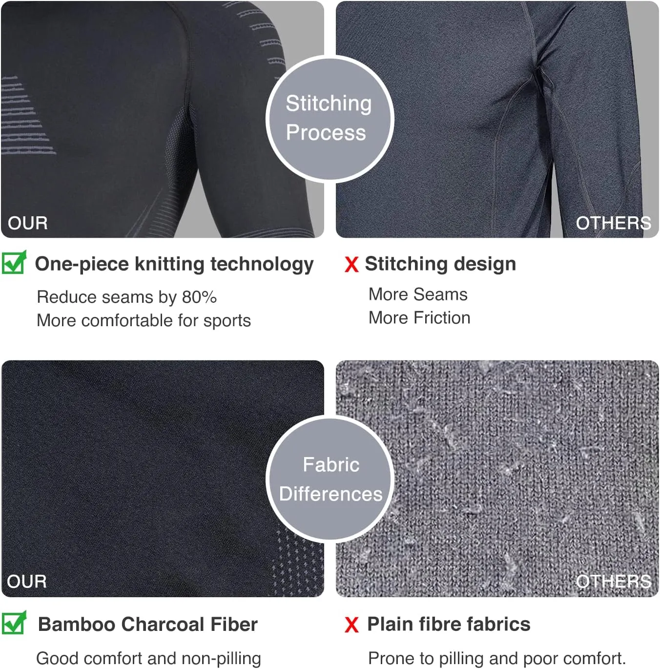 UNIQUEBLLA Long Johns Thermal Underwear Set for Men Thermal Base Layer Cold Weather Bottom Top